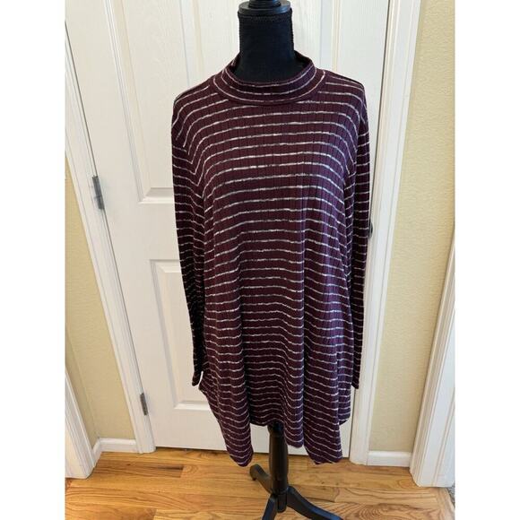 LOGO by Lori Goldstein Womens Top Plus 2X Rib Knit Stretch Mock Neck Asymmetric - Picture 1 of 8